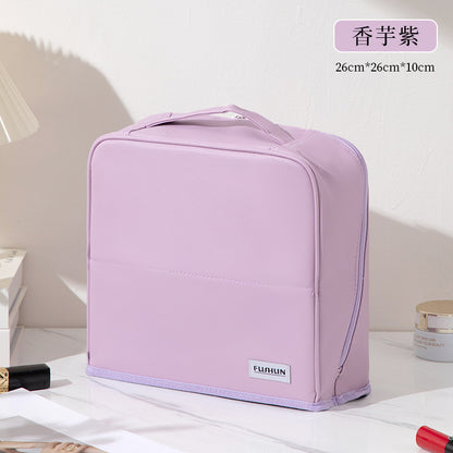 Vertical Cosmetic Bag, Large Capacity, Women's Pencil Case, Travel Pu Waterproof, Can Be Hung on Luggage, Makeup Brush Storage Bag