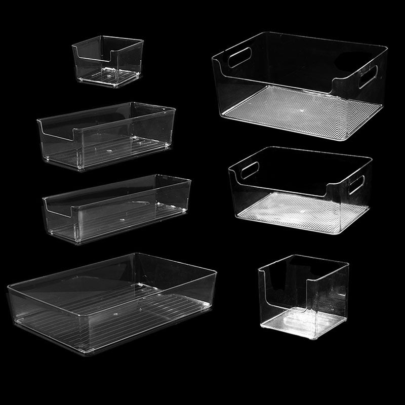 Desktop Storage Box Drawer Built-in Partition Transparent Acrylic Narrow Long Rectangular Cosmetic Workstation Kitchen
