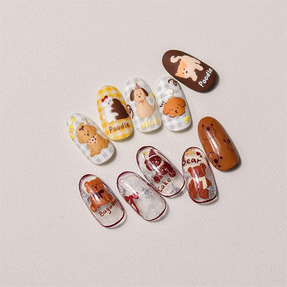 Cute Puppy Bear Nail Art Sticker Tomoni Embossed Adhesive 5D Cute Pet Nail Sticker Nail Art Decoration