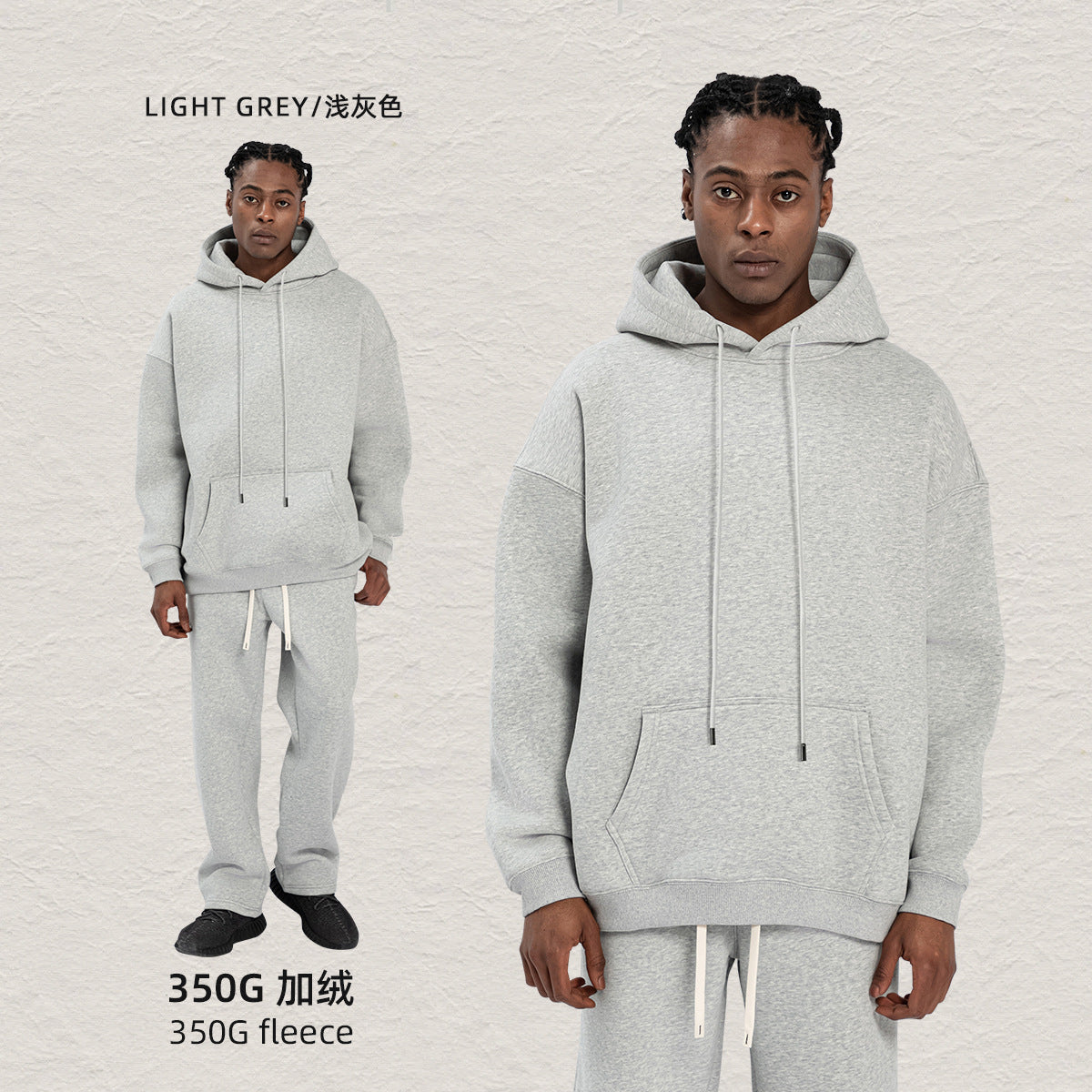 Cai Xiang Island Men's Clothing | Autumn and Winter Cross-Border American-Style Fleece Hoodie Men's Street Fashion Hooded Sweatshirt with Drawstring