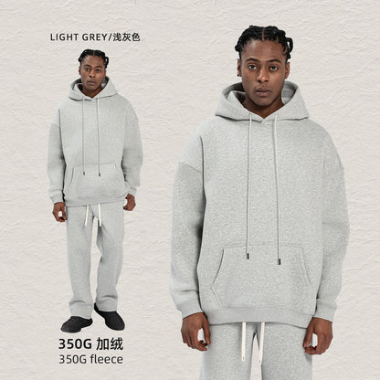 Cai Xiang Island Men's Clothing | Autumn and Winter Cross-Border American-Style Fleece Hoodie Men's Street Fashion Hooded Sweatshirt with Drawstring