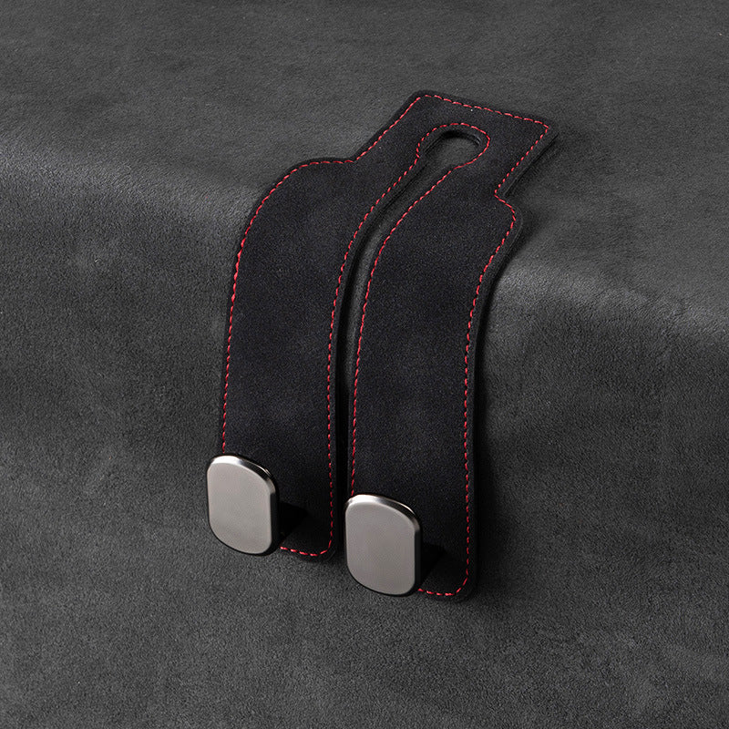 Car rear seat storage small hook turned leather zinc alloy ABS car double hook