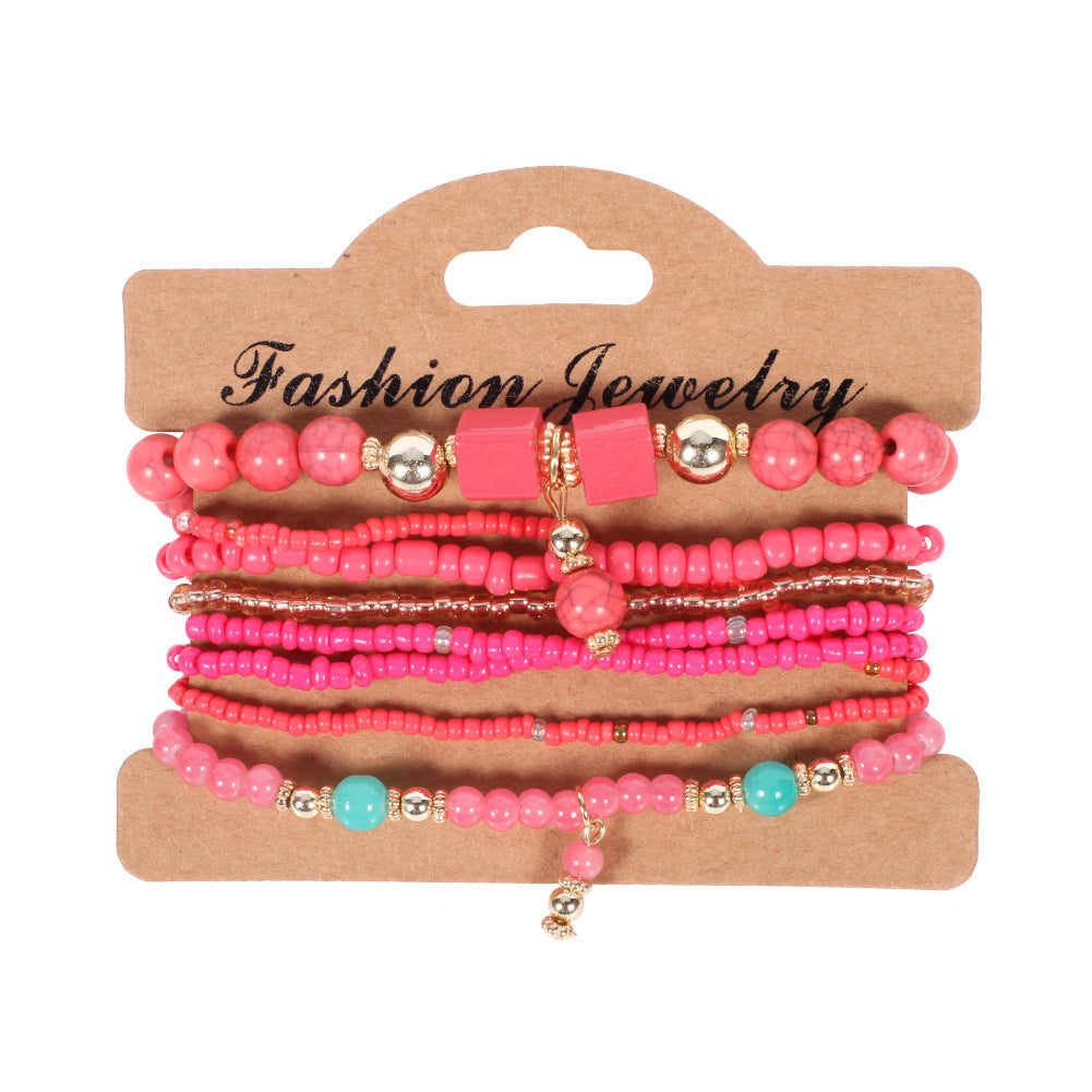 European and American Cross-Border Hot-Selling New Bohemian Bracelets Creative Tassel Multi-Layer Beaded Bracelets Fashion Jewelry