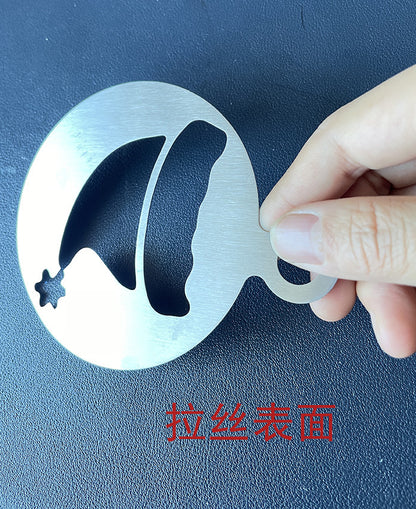 Factory Direct sales Christmas creative stainless steel coffee Garland piece mold portable coffee milk bubble spray flower printing template