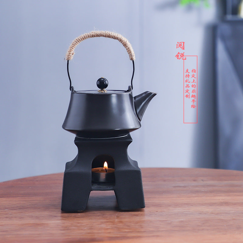 Yuerui New Rustic Pottery Constant Temperature Alcohol Tea Brewing Pot Set with Handle, Balcony Tea Brewing Stove Complete Set Wholesale Pottery
