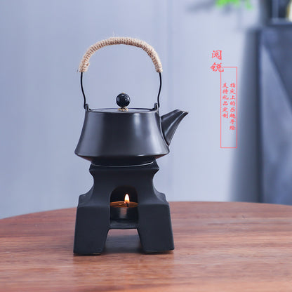Yuerui New Rustic Pottery Constant Temperature Alcohol Tea Brewing Pot Set with Handle, Balcony Tea Brewing Stove Complete Set Wholesale Pottery