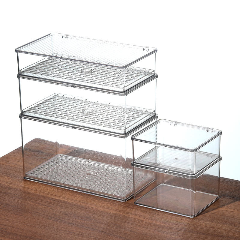 Desktop Storage Box with Lid Flip-Top Rectangular Transparent Acrylic Storage Box Kitchen Cosmetics Sundry Work Station