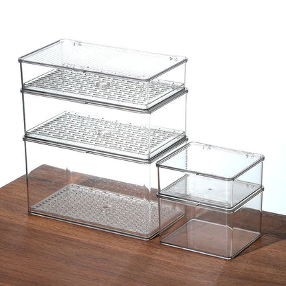 Desktop Storage Box with Lid Flip-Top Rectangular Transparent Acrylic Storage Box Kitchen Cosmetics Sundry Work Station