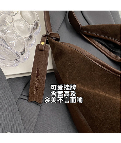 New Suede Shoulder Tote Bag, Fashionable, Simple, Lazy Style, Large Capacity Women's Handbag, Bucket Bag, Mommy Bag
