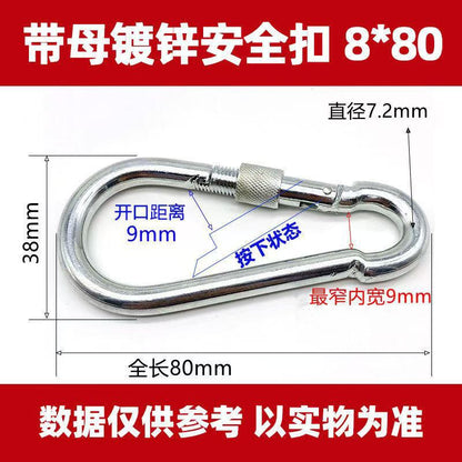 Safety Buckle, Climbing Buckle, Stainless Steel Lock, Spring Safety Ring, Outdoor Rock Climbing Accessories, Factory Direct Sales, Safety Hook
