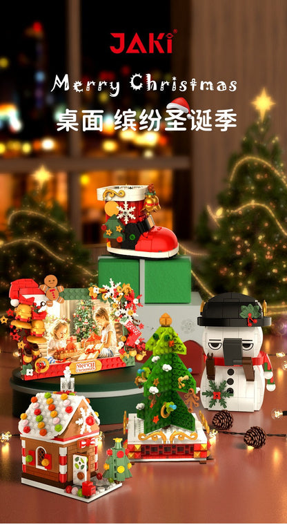 [Free Shipping] Genuine Jiaqi 1302 Colorful Christmas Tree Building Blocks Rotating Music Box Chinese Christmas Building Blocks Gift
