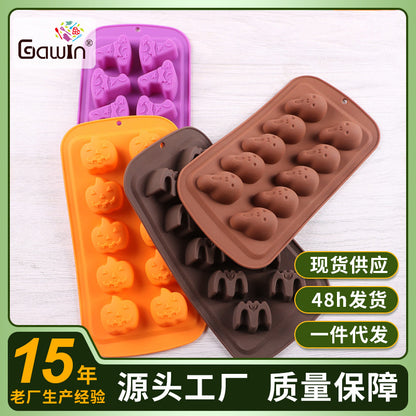 Halloween mold diy glue dripper pumpkin biscuit cake mold Candy Flip candy cookie skull skull chocolate mold