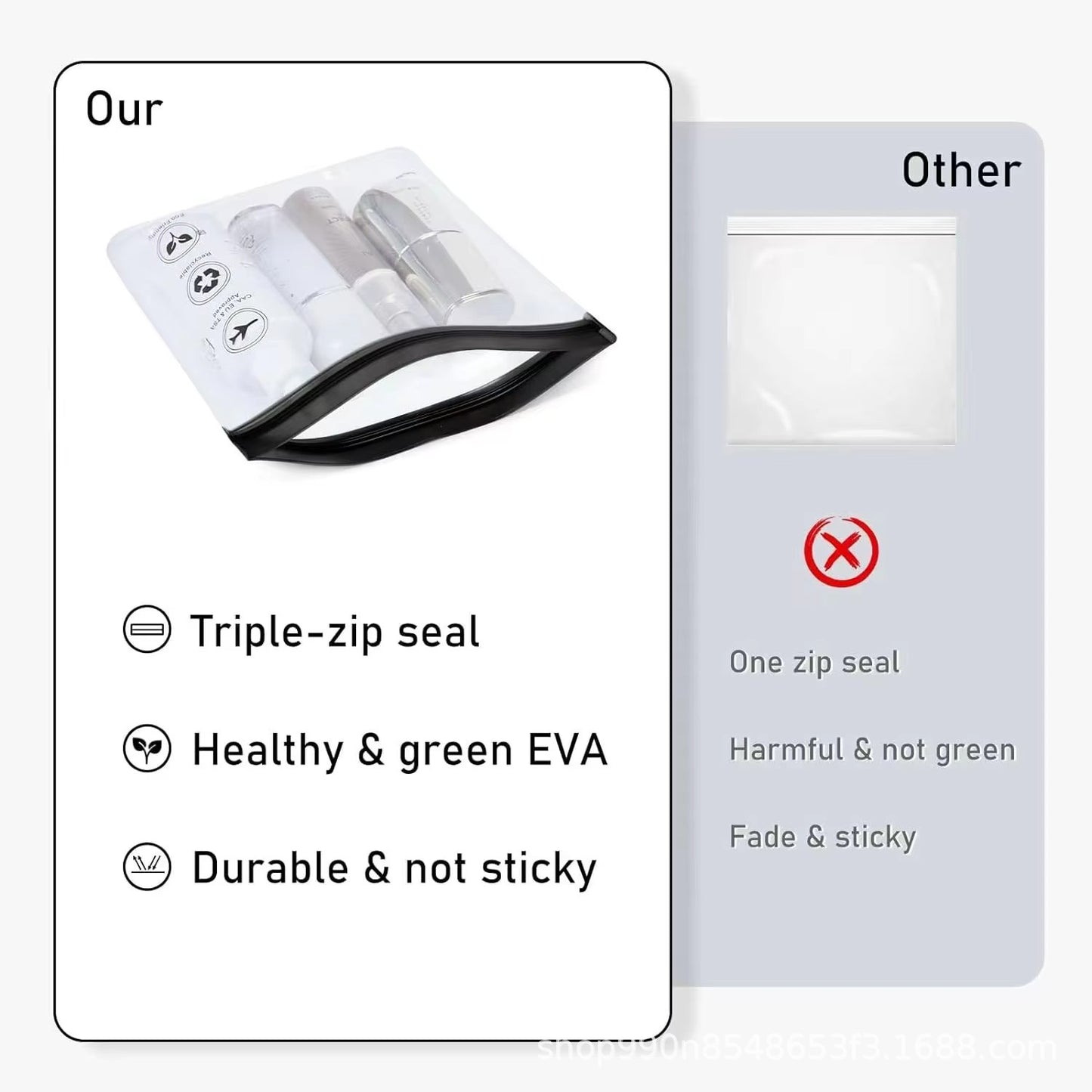 Transparent Eva Travel Use Waterproof Flight Makeup Waterproof Women's Reusable Airport Security Wash