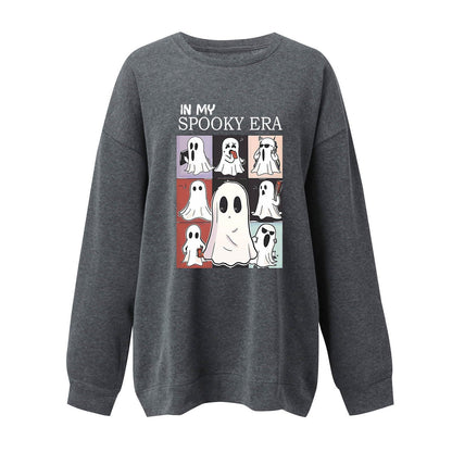 Women Sweatshirtss Halloween Cute Ghost Pattern Long Sleeve Sweater Horror Fall Pullover Tops