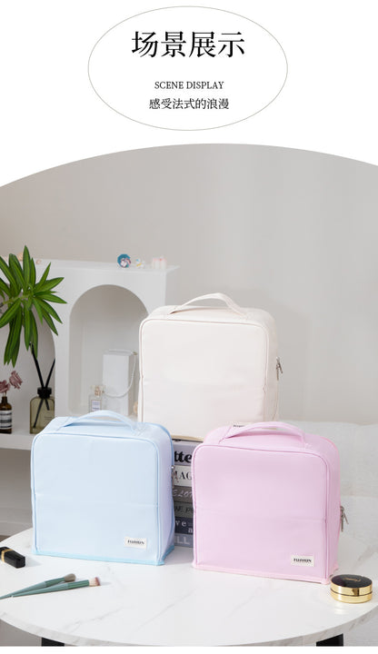 Vertical Cosmetic Bag, Large Capacity, Women's Pencil Case, Travel Pu Waterproof, Can Be Hung on Luggage, Makeup Brush Storage Bag
