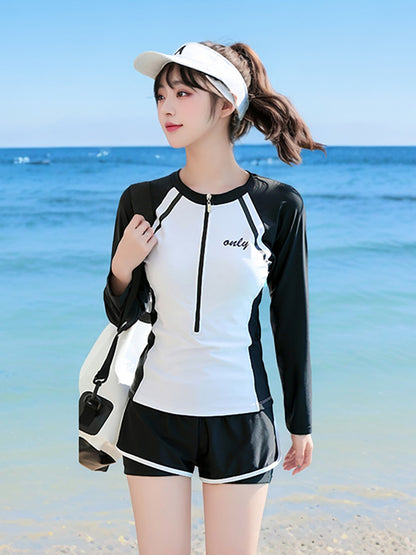 Sports Style Swimsuit Female Split Student Conservative Belly-Covering Slimming Look Boxer Briefs Large Size Summer Hot Spring 2025 New Style