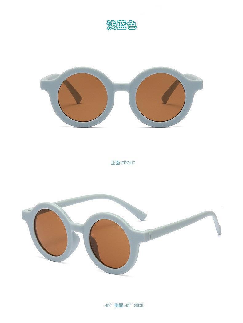 2023Ins Kidsren's Sunglasses Retro Boys and Girls Kidsren's Sunglasses Ready-Made Baby Round Frame Sunglasses
