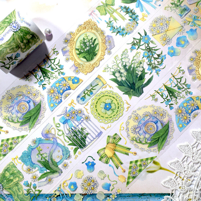 New pet Journal tape flower special material autumn letter simple full roll material shell optical flow hemp Journal tape