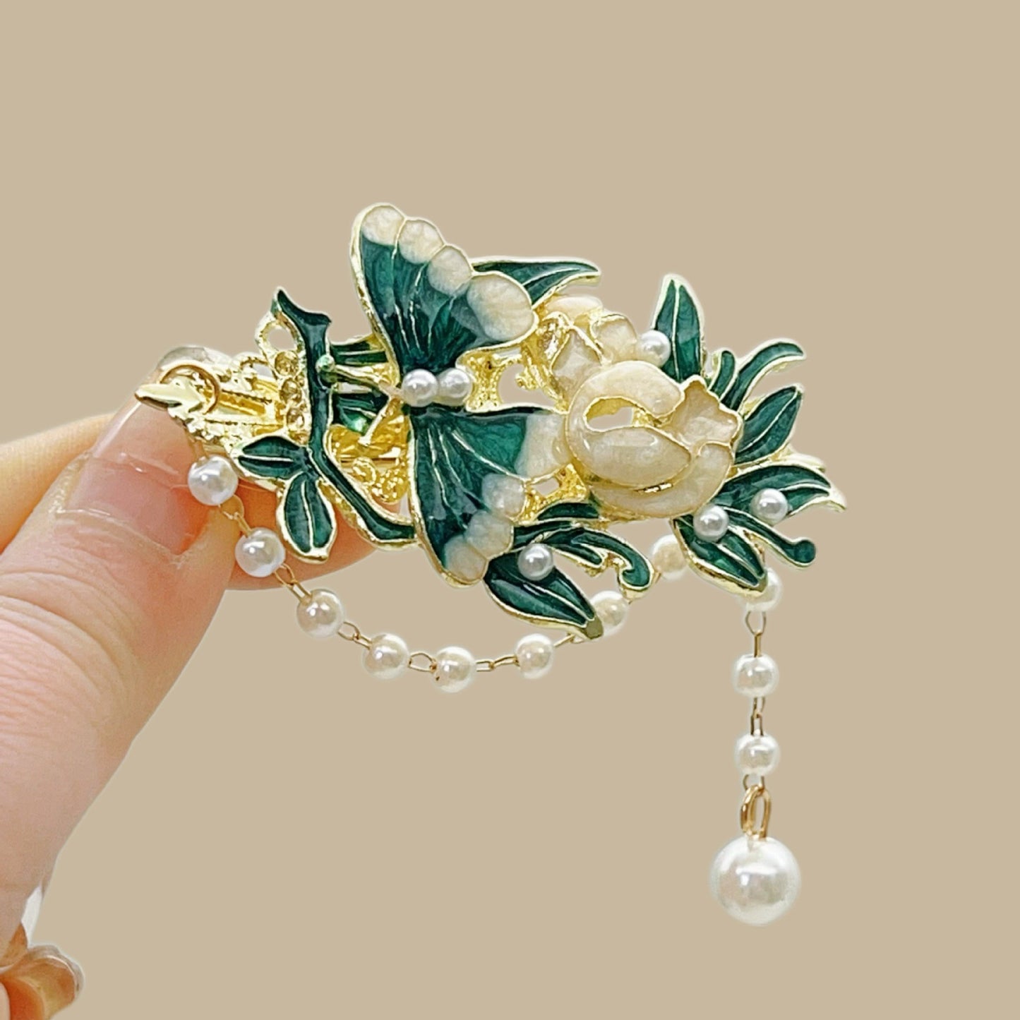 Antique Style Burned Blue Cloud Pearl Hairpin New Chinese Tassel Side Clip Advanced Sense Clip Hair Accessories Headwear Hair Clip