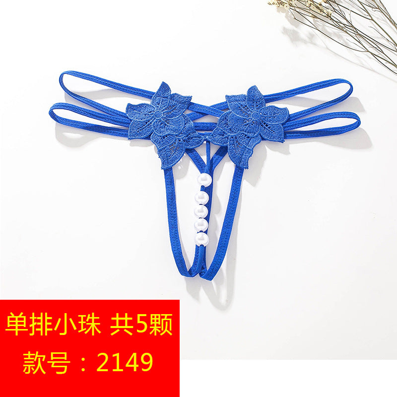 Plus size sexy thong online celebrity sexy transparent oversized double row bead massage transparent temptation open-end free off underwear