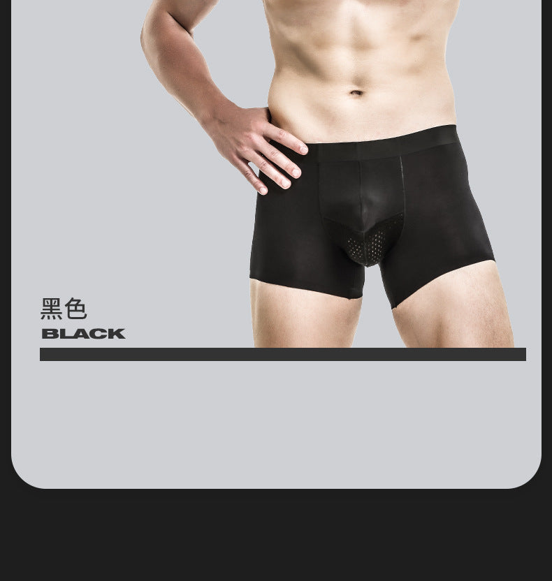 Men's Bullet-Style Spermatic Cord Separation Underwear, Ice Silk Pouch Boxer Briefs for Varicose Veins, Thin Style