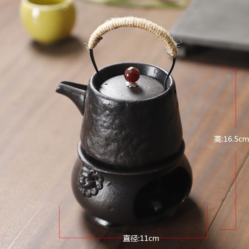 Yuerui New Rustic Pottery Constant Temperature Alcohol Tea Brewing Pot Set with Handle, Balcony Tea Brewing Stove Complete Set Wholesale Pottery