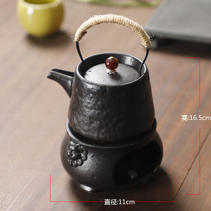 Yuerui New Rustic Pottery Constant Temperature Alcohol Tea Brewing Pot Set with Handle, Balcony Tea Brewing Stove Complete Set Wholesale Pottery
