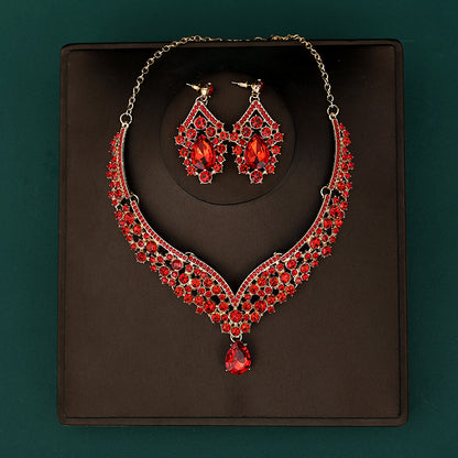 Korean Bride Necklace Earrings Two-piece Decorations Wedding Yarn Wedding Jewelry Wedding Accessories Dance Studio