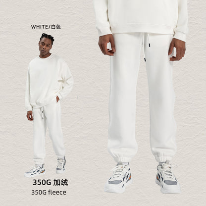 Cai Xiang Island Men's Clothing | Autumn and Winter 350g Dopamine Fleece Oversized Loose Trendy Brand Men's Sweatshirt and Pants Set