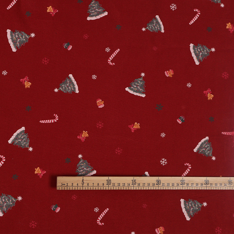 In-Stock Pure Cotton Water-Based Printing Fabric Plain Christmas Tree Floral Fabric Autumn and Winter Casual Pants Cotton Clothing Lining Fabric