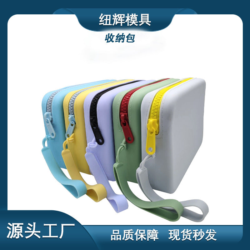 Customizable Silicone Cosmetic Bag Rectangular Travel Portable Silicone Storage Bag Waterproof Toiletry Bag Small Storage Bag
