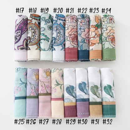 Cross-Border New Product Voile Print 110 Square Scarf Classic Lace Scarf Turban Malaysian Shawl