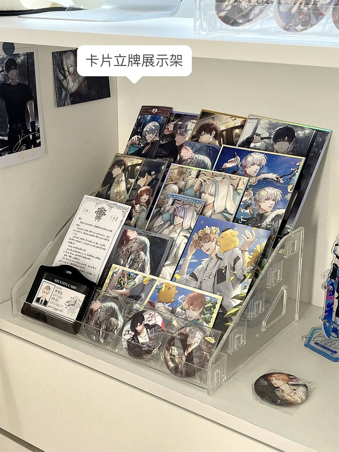 Acrylic Display Stand Transparent Desktop Millet Storage Box Ladder Shelf Peripheral Badge Desktop Storage Rack