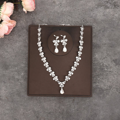 Korean Bride Necklace Earrings Two-piece Decorations Wedding Yarn Wedding Jewelry Wedding Accessories Dance Studio