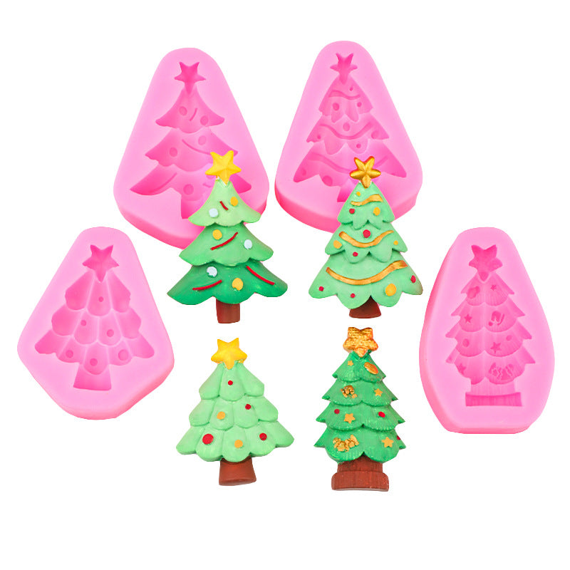 Christmas Tree Chocolate Silicone Mold Christmas Decoration Flip Cake Mold Pine Tree Christmas Tree Cookie Baking Mold