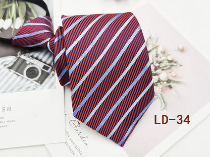 Factory In-Stock Zipper Tie Men's Formal Business 8cm Lazy Tie Red Black Striped Workplace Striped Tie