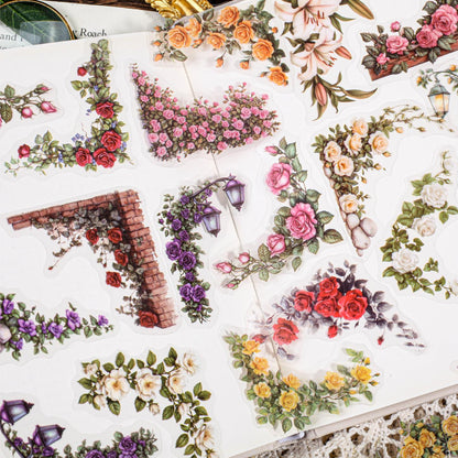 Carefully Selected Retrostory Corner Stickers Ins Style Flower Collage DIY Border Handbook Landscaping Decoration Material Stickers