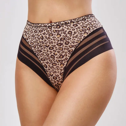 European and American Russian Plus-Size S-6Xl Sexy Mesh Patchwork Panties for Women, Breathable Summer Thin Style, See-Through, High-Waisted