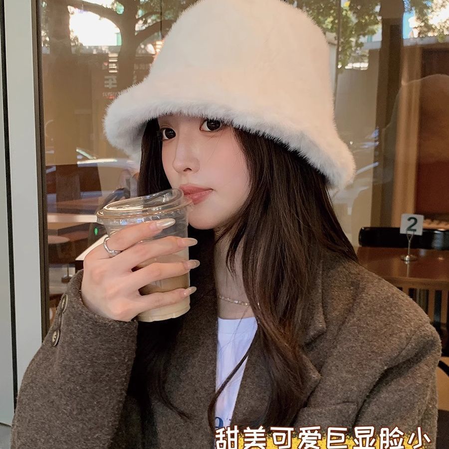 Plush Fisherman Hat for Women, New Autumn/Winter Korean Style, Versatile, Warm, Winter Cold Protection, Ear Protection Bucket Hat