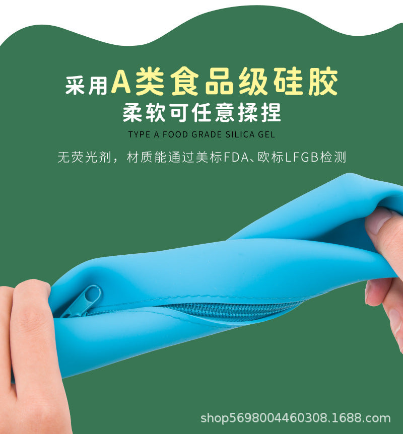 Large-Capacity Dust-Proof Silicone Storage Box for Primary and Secondary School Students, Waterproof Travel Stationery Box, Pencil Case for Travel