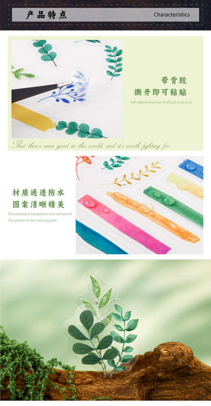 Retrostory Qingxu Series Pet Stickers with Branches and Leaves Growth Theme 30 Pieces into 6 Creative Handbook Decoration Stickers