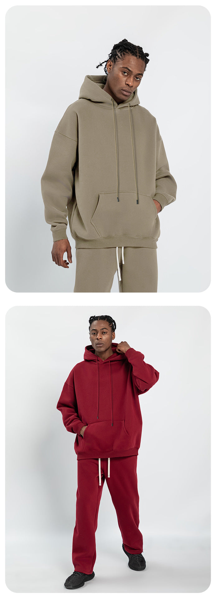 Cai Xiang Island Men's Clothing | Autumn and Winter Cross-Border American-Style Fleece Hoodie Men's Street Fashion Hooded Sweatshirt with Drawstring