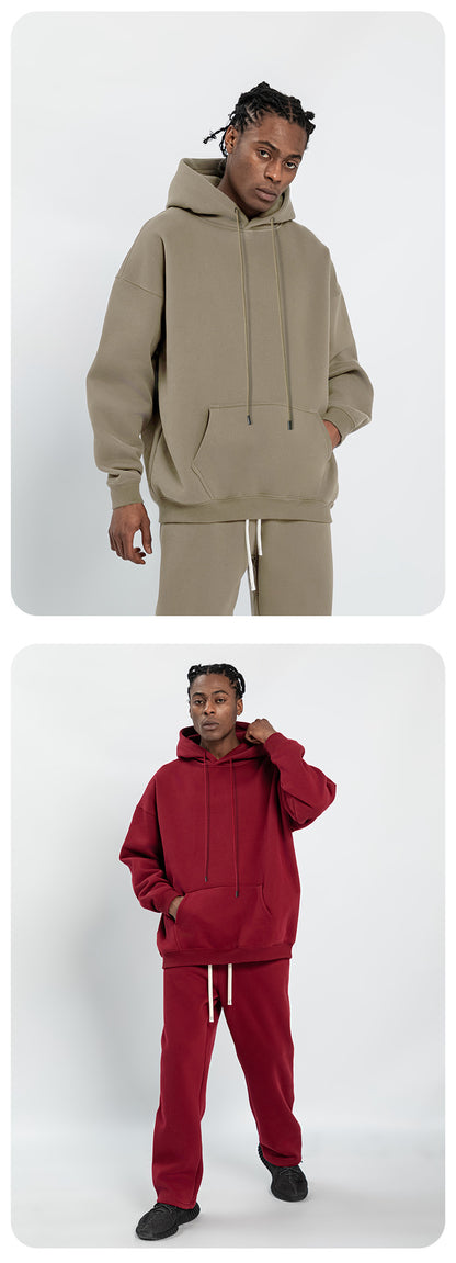 Cai Xiang Island Men's Clothing | Autumn and Winter Cross-Border American-Style Fleece Hoodie Men's Street Fashion Hooded Sweatshirt with Drawstring