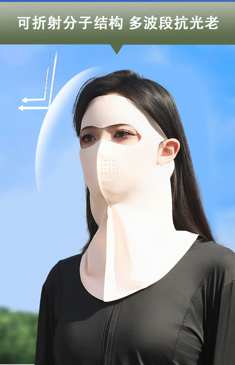 UPF500 Sunscreen Face Gini Mask Women's UV Protection Ice Silk Summer Breathable 7A Antibacterial Hyaluronic Acid Mask