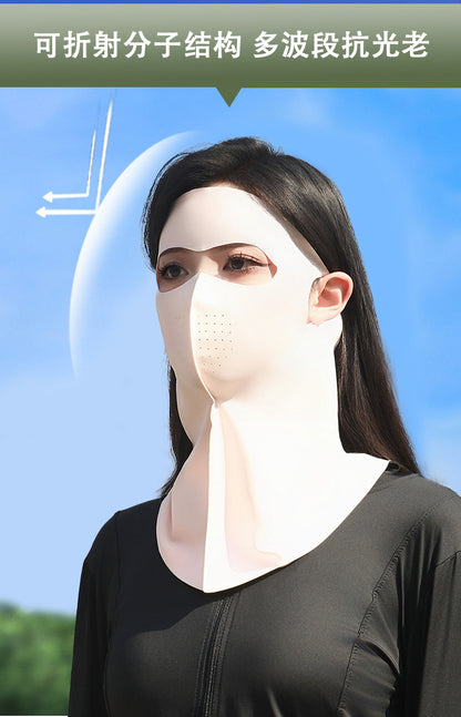 UPF500 Sunscreen Face Gini Mask Women's UV Protection Ice Silk Summer Breathable 7A Antibacterial Hyaluronic Acid Mask