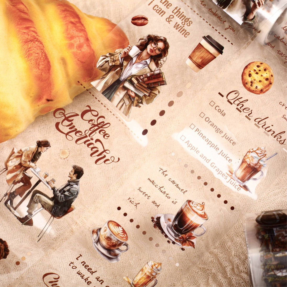 Carefully Selected Coffee Town Retro Series Die-Cut Scenery Washi Tape Creative DIY Background Stickers Journal Pet Tape