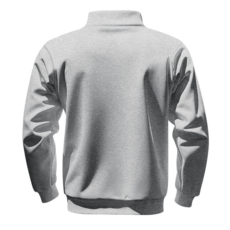 Cross-Border American Style Autumn and Winter Heavyweight Fleece Long-Sleeve Men's Sweatshirt with Half-Zip, Loose Fit, Stand Collar, Pullover Men's Sweatshirt