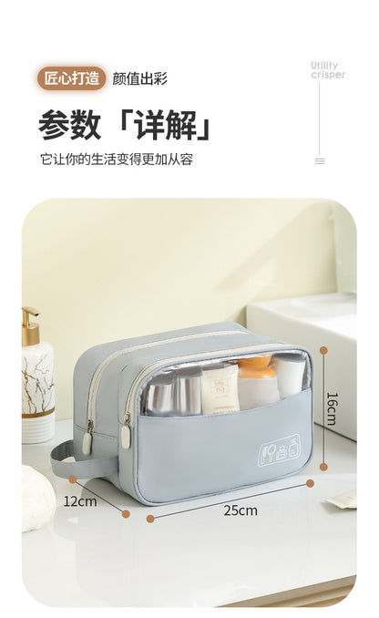 New Light Travel Leather Film Semi-permeable Toiletry Bag Waterproof Cosmetic Bag Increased Capacity Travel Daily Goods Easy Storage