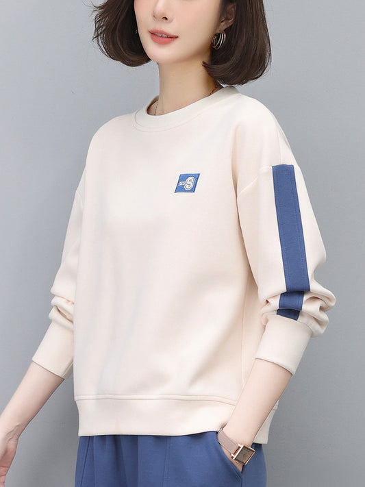 Round Neck Sweatshirt for Women 2024 Spring Small Hooded Sports Middle-Aged Mother Spring & Fall Tops Casual and Versatile