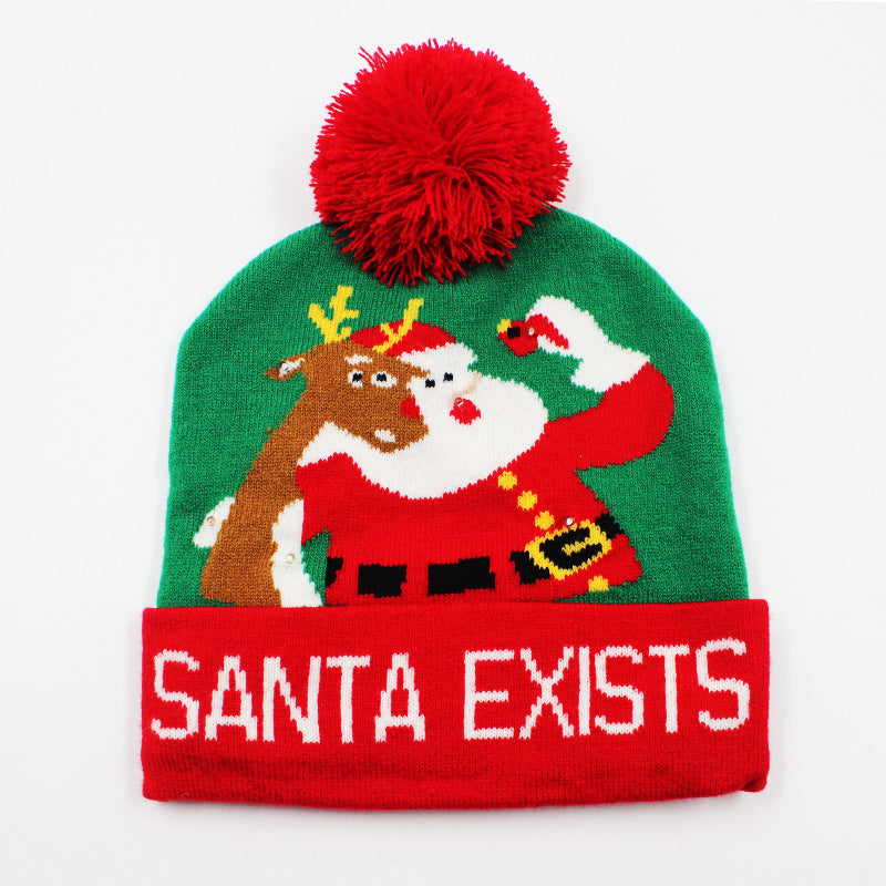 Korean Internet Celebrity Style Snowflake Christmas Hat, Warm and Cold-Proof Women's Knitted Hat with Pom-Pom, Ear-Protecting Yarn Hat, Light Luxury Style